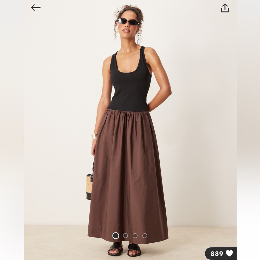 ASOS DESIGN scoop neck hybrid maxi dress in chocolate